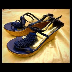 Blue platform sandals